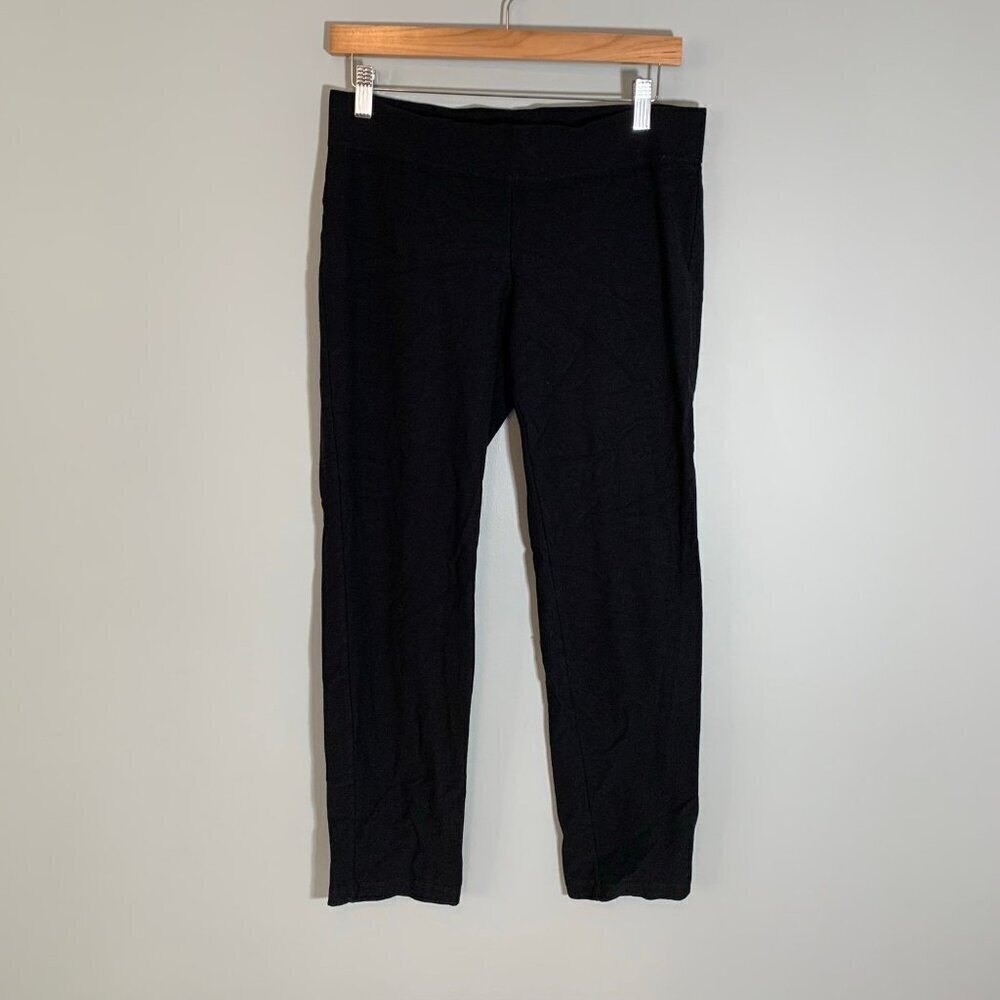 Eileen‎ Fisher Black Stretch Jersey Pull On Ankle Pants Womens Size Small